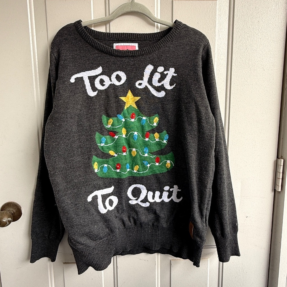 Tipsy Elves | “Too Lit To Quit” Holiday Sweater | Size L‎